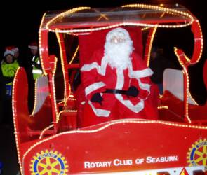 Santa on his sleigh ready to visit the children.